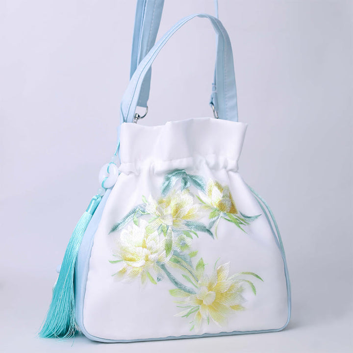 Buddha Stones Suzhou Embroidery Rabbit Lotus Epiphyllum Peony Magnolia Silk Tote Crossbody Bag Shoulder Bag Handbag - image 1