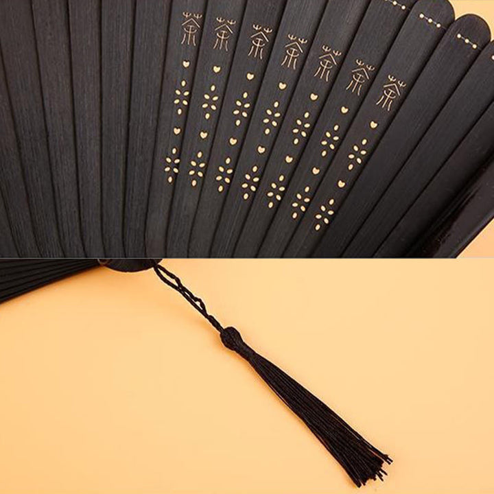 Buddha Stones Hibiscus Flower Plum Blossom Handheld Bamboo Folding Fan - image 9