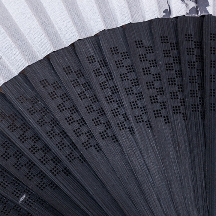 Buddha Stones Mountains Plum Blossom Lotus Magpie Bamboo Leaves Handheld Silk Bamboo Folding Fan 22.5cm - image 6