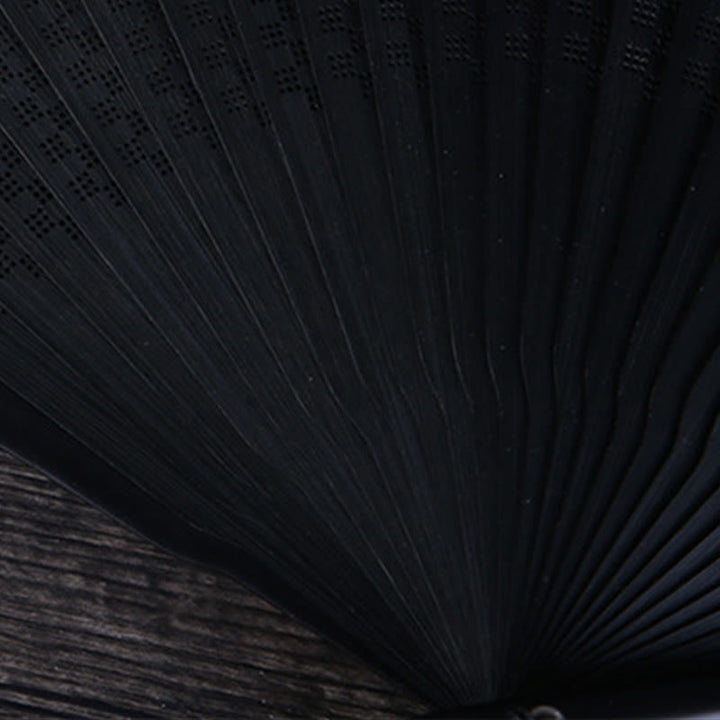 Buddha Stones Mountains Plum Blossom Lotus Magpie Bamboo Leaves Handheld Silk Bamboo Folding Fan 22.5cm - image 16