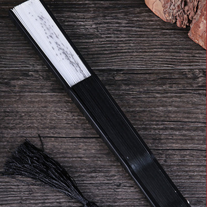 Buddha Stones Mountains Plum Blossom Lotus Magpie Bamboo Leaves Handheld Silk Bamboo Folding Fan 22.5cm - image 17