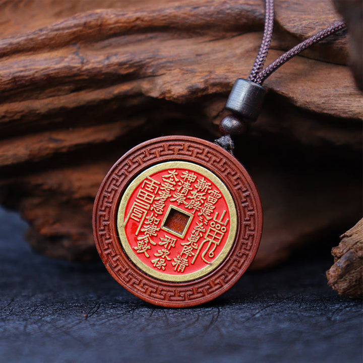 Buddha Stones Lightning Struck Jujube Wood Yin Yang Bagua Mountain Ghosts Spend Money Protection Necklace Pendant - image 4
