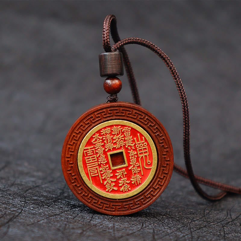 Buddha Stones Lightning Struck Jujube Wood Yin Yang Bagua Mountain Ghosts Spend Money Protection Necklace Pendant - image 5