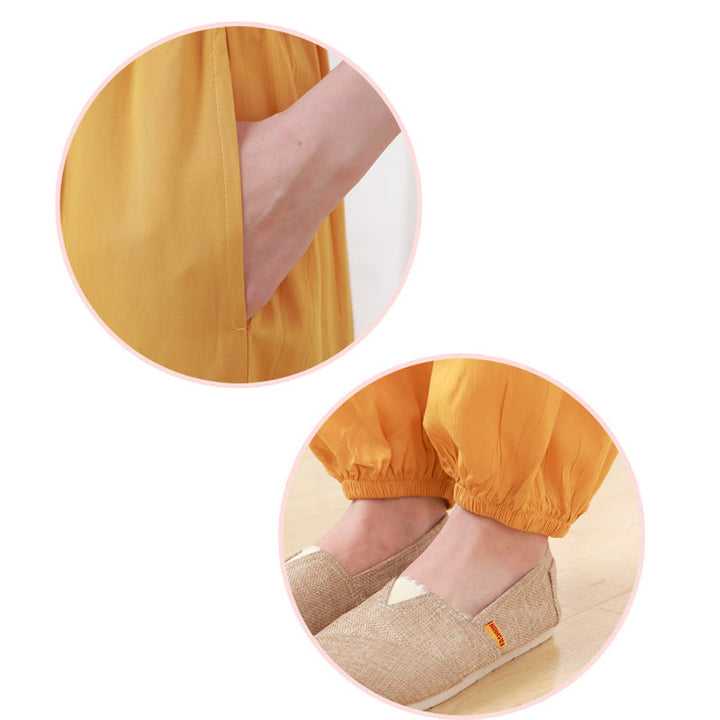 Buddha Stones 2Pcs Half Sleeve T-Shirt Pants Meditation Zen Tai Chi Cotton Linen Clothing Unisex Set - image 9