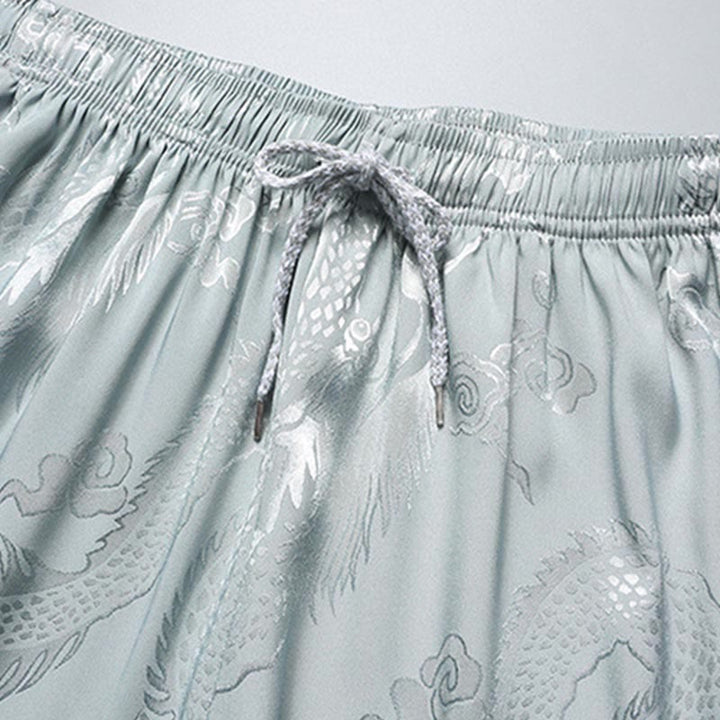 Buddha Stones Dragon Pattern Tang Suit Hanfu Traditional Uniform Short Sleeve Top Pants Clothing Men's Set - image 8