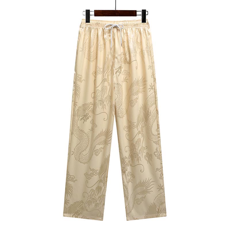 Buddha Stones Dragon Pattern Tang Suit Hanfu Traditional Uniform Short Sleeve Top Pants Clothing Men's Set - image 15