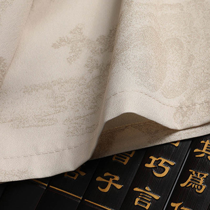 Buddha Stones Mountains Trees Tang Suit Hanfu Traditional Uniform Short Sleeve Top Pants Clothing Men's Set - image 8