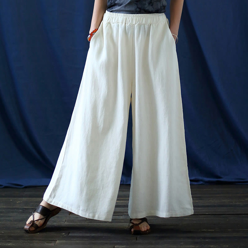 Buddha Stones Flower Jacquard Midi Dress Long Sleeve Cotton Linen Dress Wide Leg Pants With Pockets - image 49