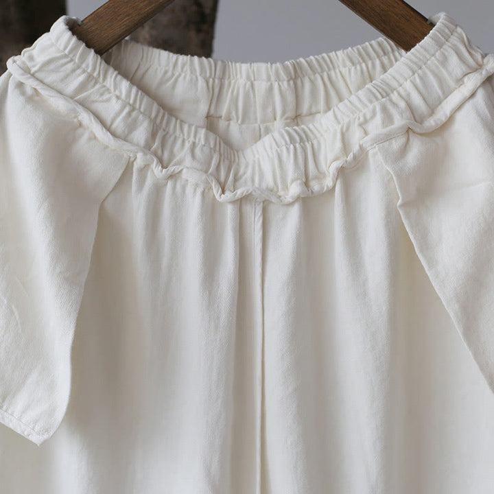 Buddha Stones Flower Jacquard Midi Dress Long Sleeve Cotton Linen Dress Wide Leg Pants With Pockets - image 52