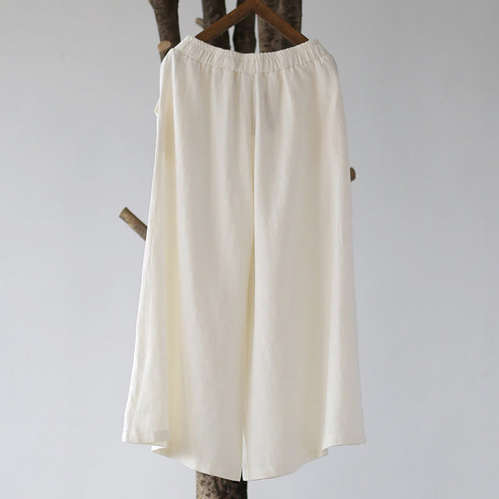 Buddha Stones Flower Jacquard Midi Dress Long Sleeve Cotton Linen Dress Wide Leg Pants With Pockets - image 57