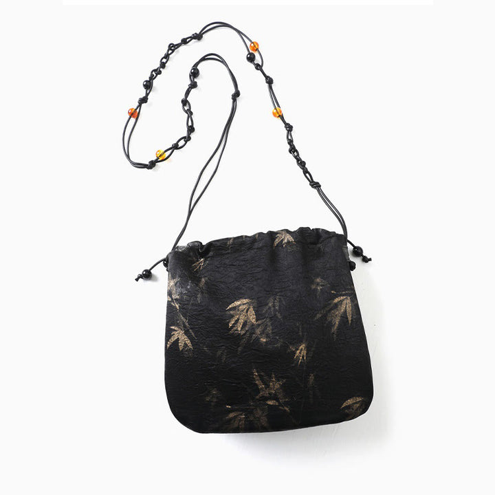 Buddha Stones Yellow Bamboo Leaves Pattern Acetate Crossbody Bag Shoulder Bag - image 11