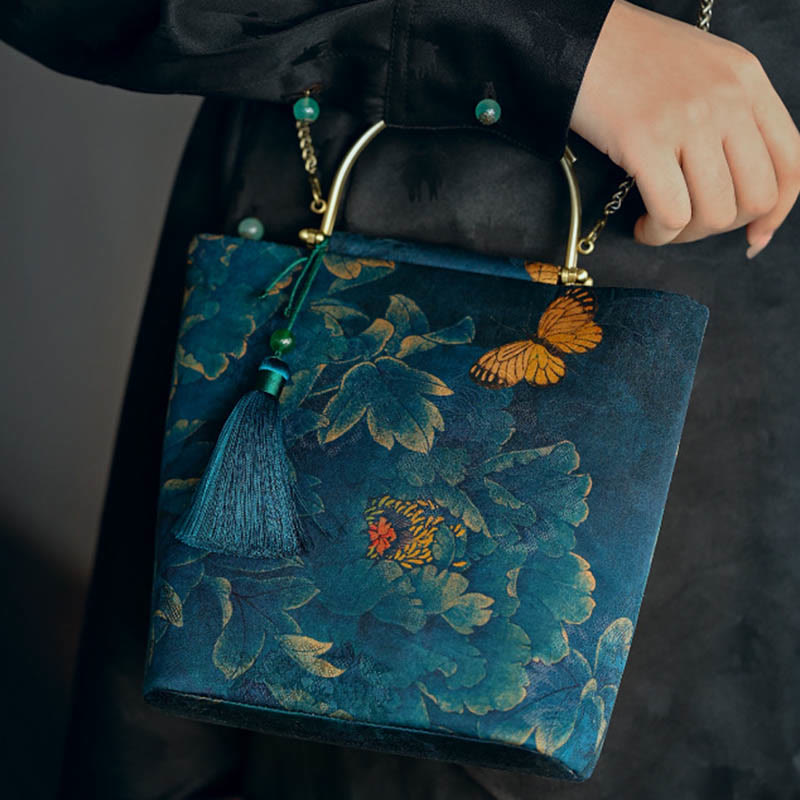 Buddha Stones Leaves Butterfly Metal Chain Crossbody Bag Shoulder Bag Handbag - image 2