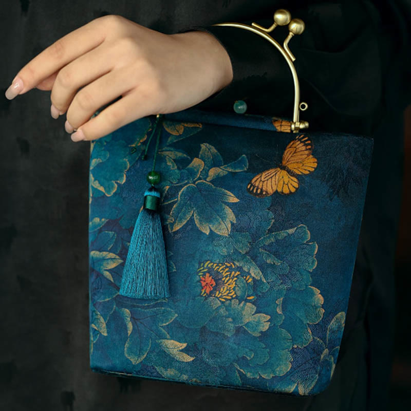 Buddha Stones Leaves Butterfly Metal Chain Crossbody Bag Shoulder Bag Handbag - image 5