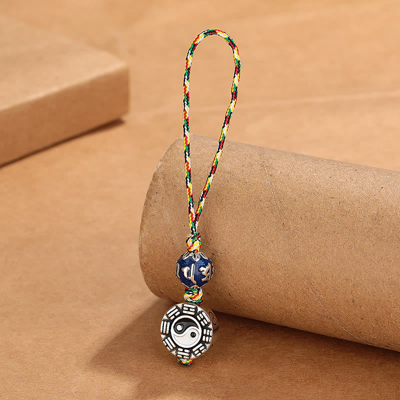Buddha Stones Yin Yang Symbol Om Mani Padme Hum Bagua Copper Harmony Key Chain - Yin Yang Symbol Bagua Key Chain - image 0