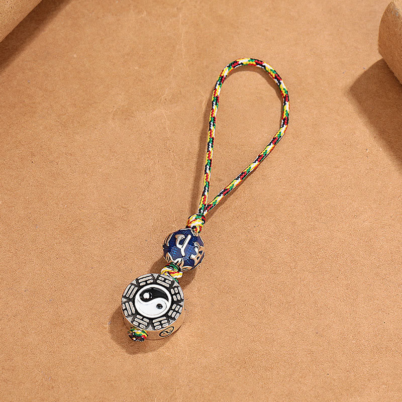 Buddha Stones Yin Yang Symbol Om Mani Padme Hum Bagua Copper Harmony Key Chain - image 1