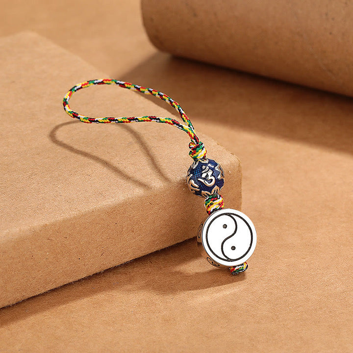 Buddha Stones Yin Yang Symbol Om Mani Padme Hum Bagua Copper Harmony Key Chain - image 3