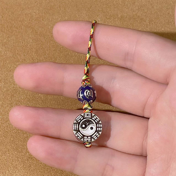 Buddha Stones Yin Yang Symbol Om Mani Padme Hum Bagua Copper Harmony Key Chain - image 4