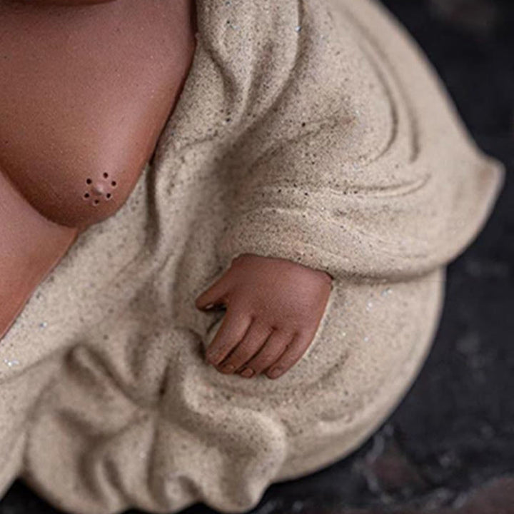 Buddha Stones Laughing Buddha Ingots Attract Wealth Purple Clay Maitreya Statue Decoration - image 10