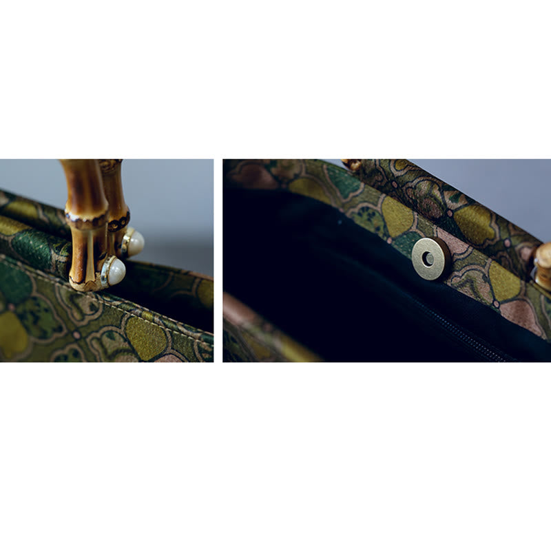 Buddha Stones Green Leaves Handbag Metal Chain Crossbody Bag Shoulder Bag Cellphone Bag - image 3