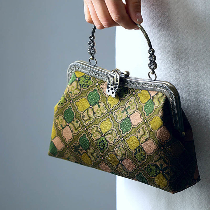 Buddha Stones Green Leaves Handbag Metal Chain Crossbody Bag Shoulder Bag Cellphone Bag - image 7