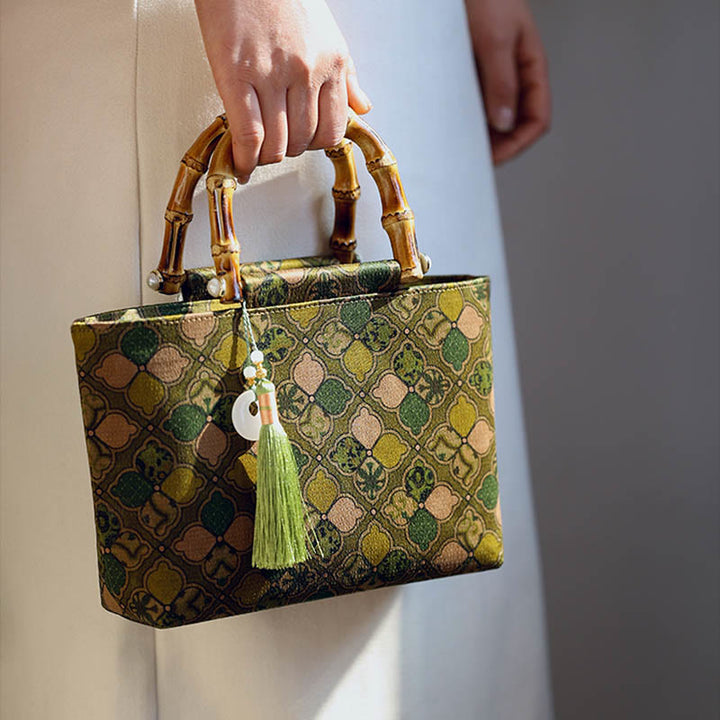 Buddha Stones Green Leaves Handbag Metal Chain Crossbody Bag Shoulder Bag Cellphone Bag - image 2