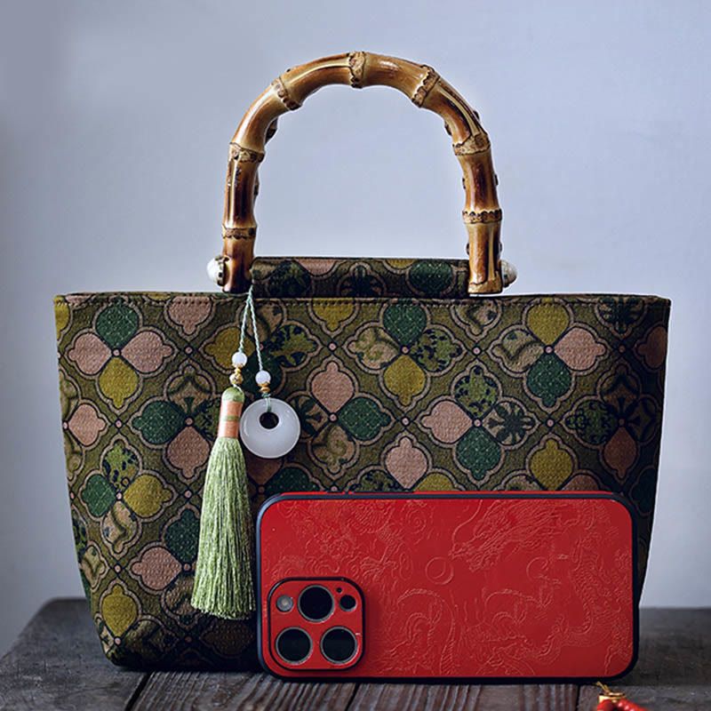 Buddha Stones Green Leaves Handbag Metal Chain Crossbody Bag Shoulder Bag Cellphone Bag - image 1