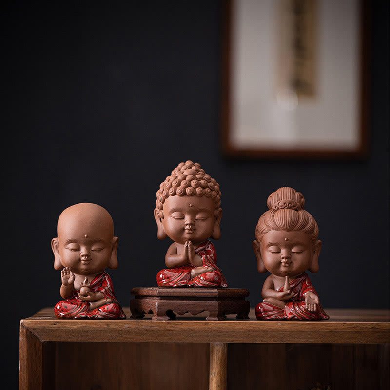 Buddha Stones Mini Gautama Buddha Sakyamuni Kwan Yin Avalokitesvara Ksitigarbha Serenity Ceramic Desk Decoration - image 0