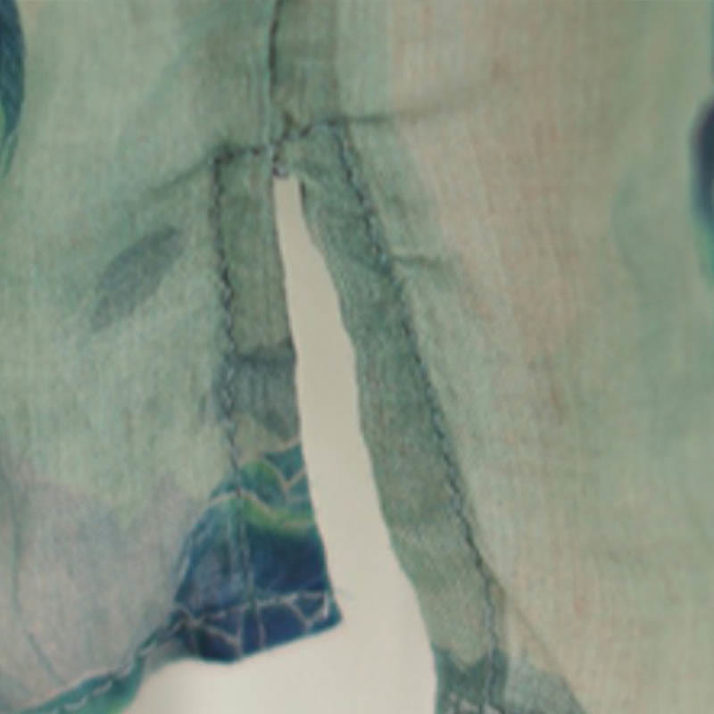 Buddha Stones PLUS SIZE Blue Jacaranda Flower Design Three Quarter Sleeve Ramie Linen Shirt - image 12