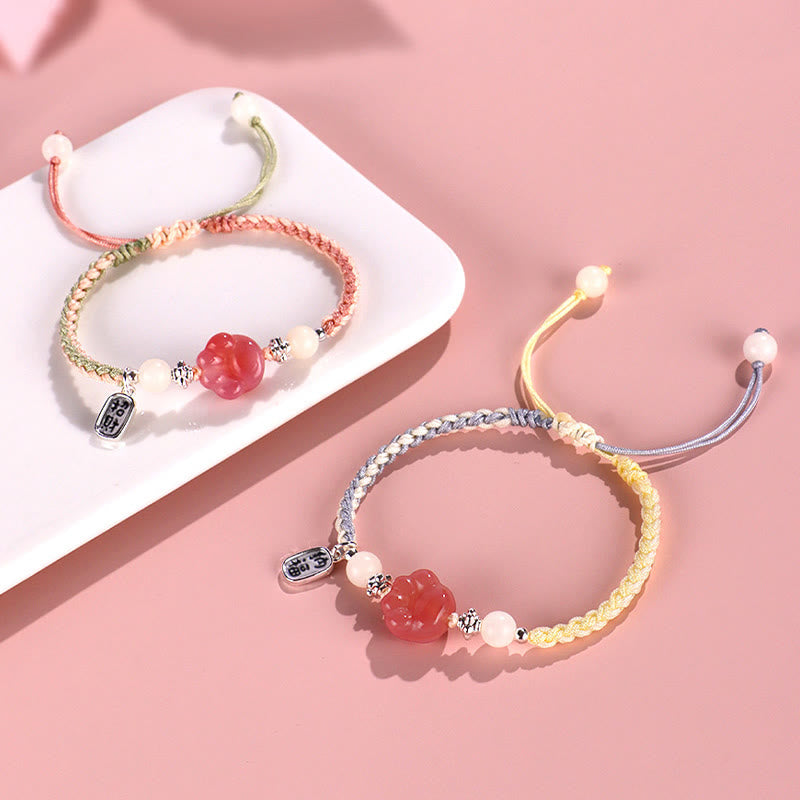 Buddha Stones Yanyuan Agate Cat Claw Paw White Bodhi Seed Fu Character Positive Braided Rope Bracelet - image 1