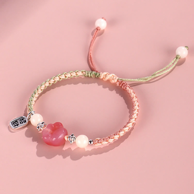Buddha Stones Yanyuan Agate Cat Claw Paw White Bodhi Seed Fu Character Positive Braided Rope Bracelet - image 10