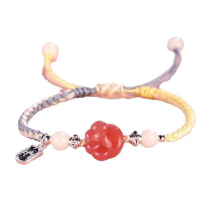 Buddha Stones Yanyuan Agate Cat Claw Paw White Bodhi Seed Fu Character Positive Braided Rope Bracelet - image 8