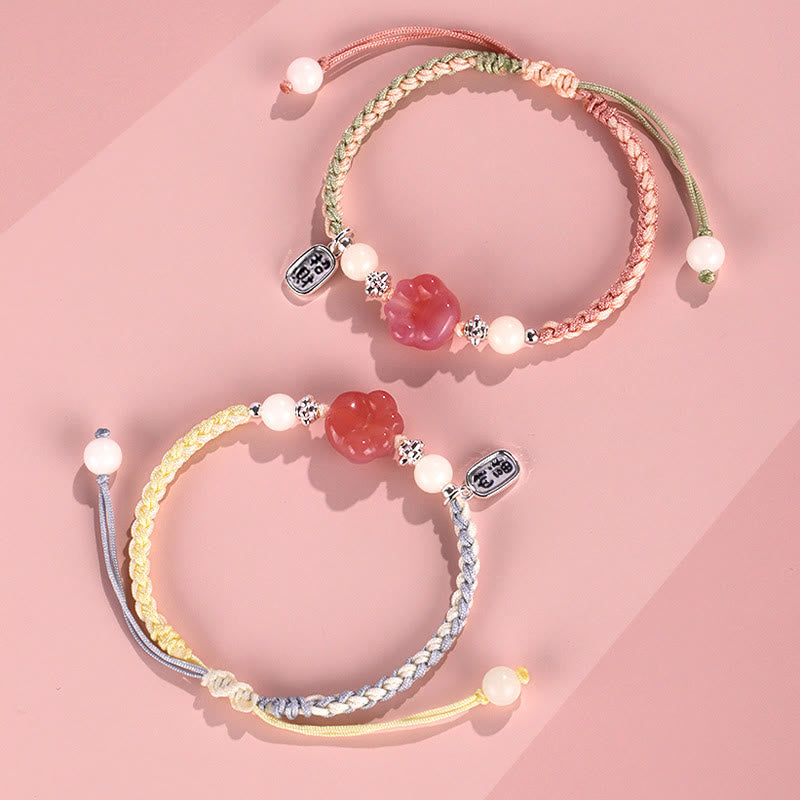 Buddha Stones Yanyuan Agate Cat Claw Paw White Bodhi Seed Fu Character Positive Braided Rope Bracelet - image 12