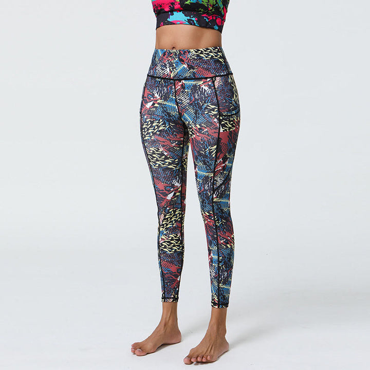 Buddha Stones Rose Lines Tiger Leopard Print Sports Fitness High Waist Leggings Women's Yoga Pants With Pockets - Colorful - US12,UK/AU16,EU44 (XL) - image 19
