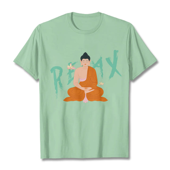 Buddha Stones RELAX Lotus Buddha Tee T-shirt - PaleGreen - 2XL - image 13