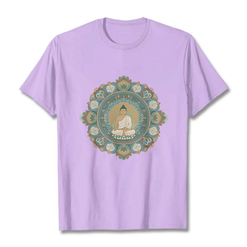 Buddha Stones Mandala Flower Buddha Tee T-shirt - Plum - 2XL - image 15