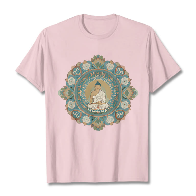 Buddha Stones Mandala Flower Buddha Tee T-shirt - LightPink - 2XL - image 13