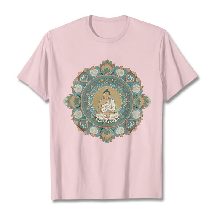 Buddha Stones Mandala Flower Buddha Tee T-shirt - LightPink - 2XL - image 13