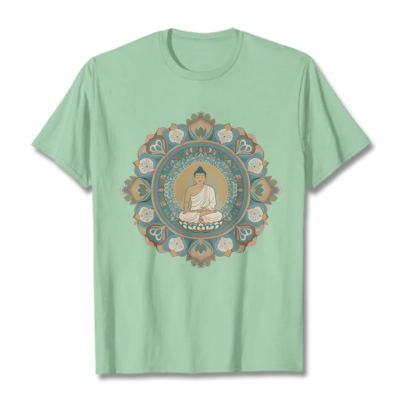 Buddha Stones Mandala Flower Buddha Tee T-shirt - PaleGreen - 2XL - image 0
