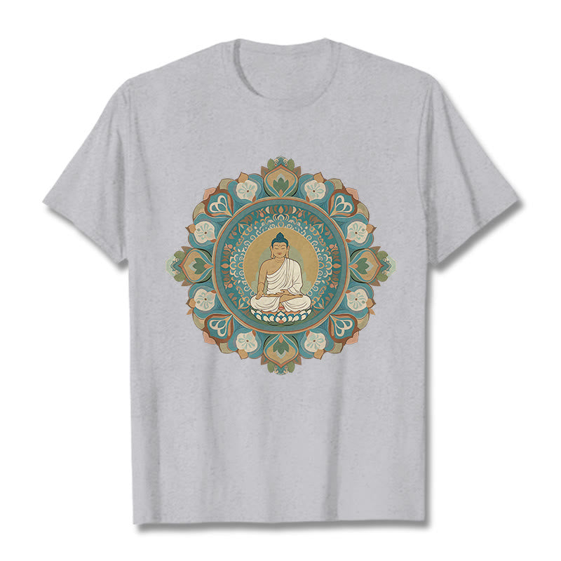 Buddha Stones Mandala Flower Buddha Tee T-shirt - LightGrey - 2XL - image 18