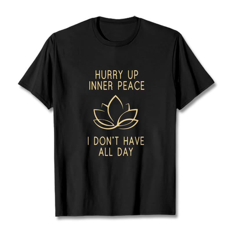 Buddha Stones HURRY UP INNER PEACE Tee T-shirt - Black - Lotus - XXL - image 2