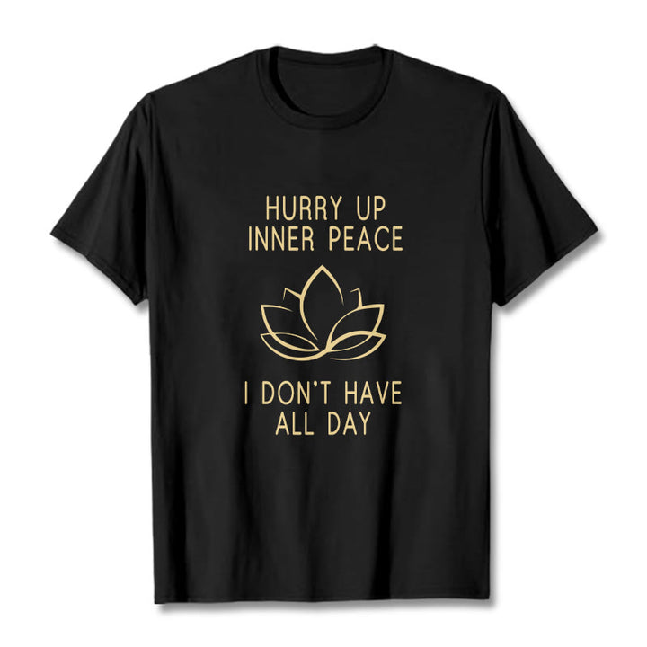Buddha Stones HURRY UP INNER PEACE Tee T-shirt - Black - Lotus - XXL - image 2