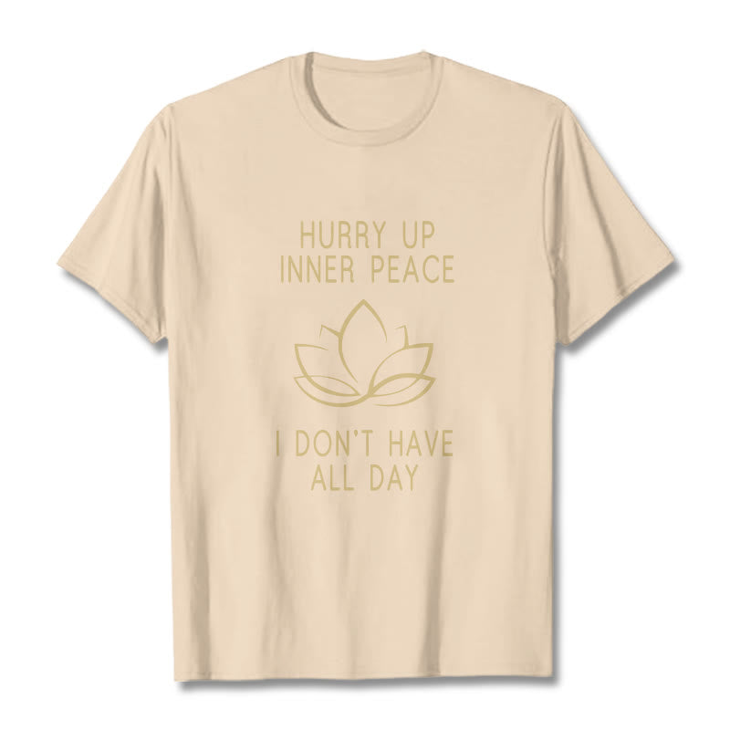 Buddha Stones HURRY UP INNER PEACE Tee T-shirt - Bisque - Lotus - XXL - image 3