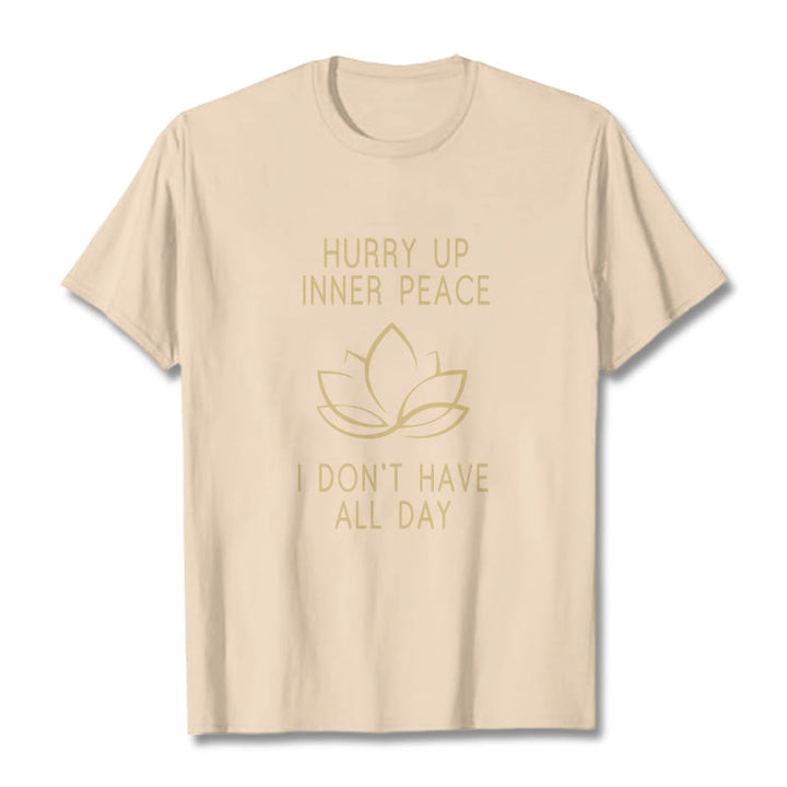 Buddha Stones HURRY UP INNER PEACE Tee T-shirt - Bisque - Lotus - XXL - image 3