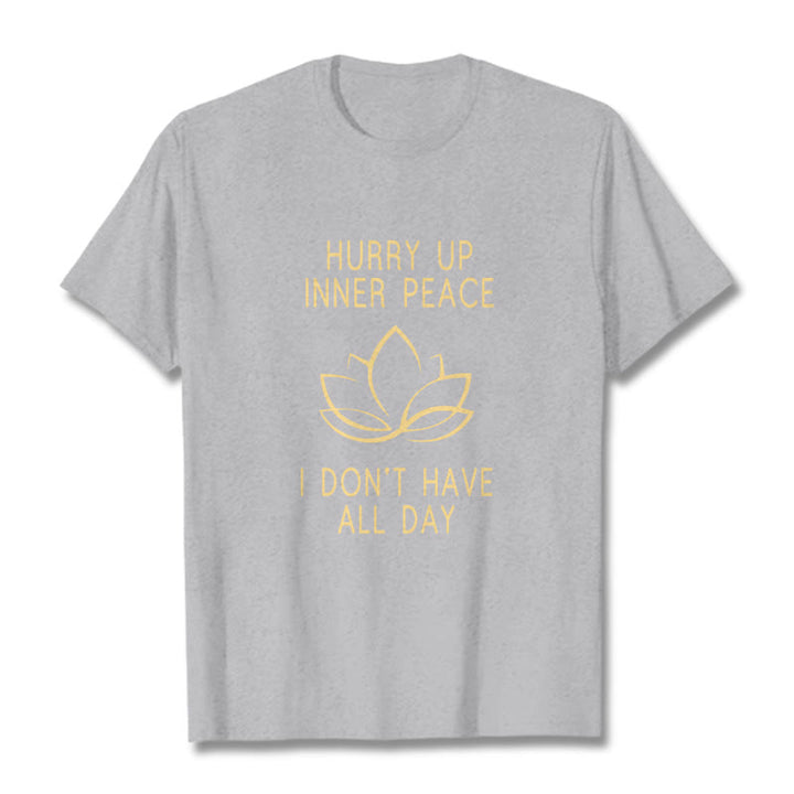Buddha Stones HURRY UP INNER PEACE Tee T-shirt - LightGrey - Lotus - XXL - image 0