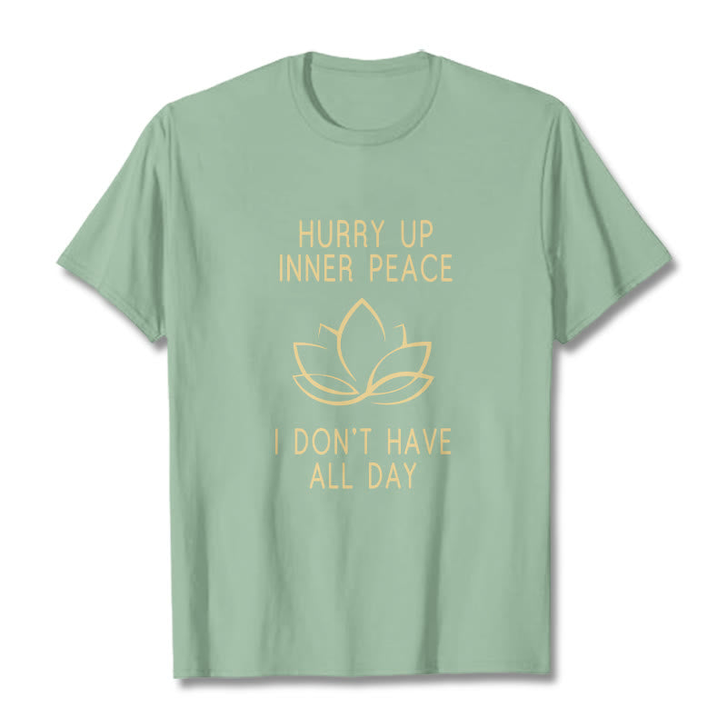 Buddha Stones HURRY UP INNER PEACE Tee T-shirt - PaleGreen - Lotus - XXL - image 6