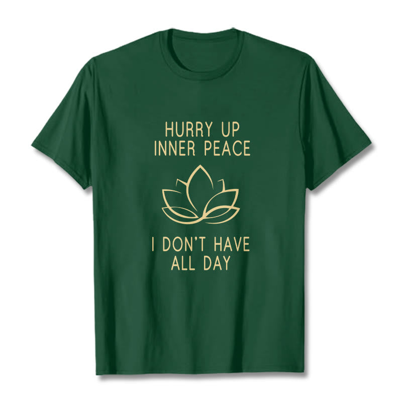 Buddha Stones HURRY UP INNER PEACE Tee T-shirt - ForestGreen - Lotus - XXL - image 4