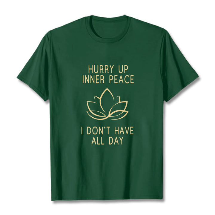 Buddha Stones HURRY UP INNER PEACE Tee T-shirt - ForestGreen - Lotus - XXL - image 4