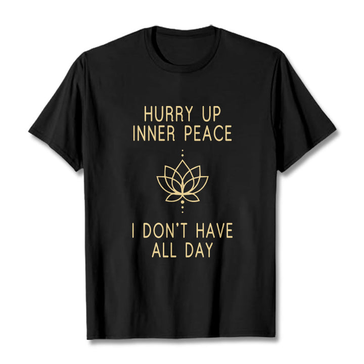 Buddha Stones HURRY UP INNER PEACE Tee T-shirt - Black - Lotus Lines - XXL - image 11
