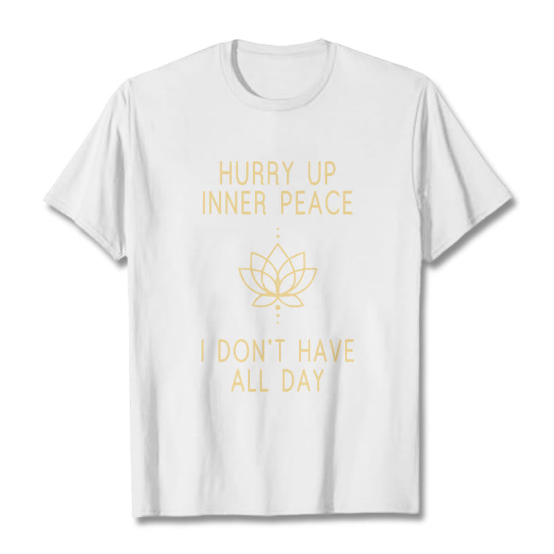 Buddha Stones HURRY UP INNER PEACE Tee T-shirt - White - Lotus Lines - XXL - image 10