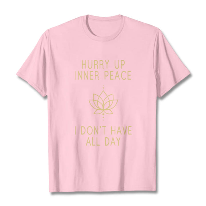 Buddha Stones HURRY UP INNER PEACE Tee T-shirt - LightPink - Lotus Lines - XXL - image 14